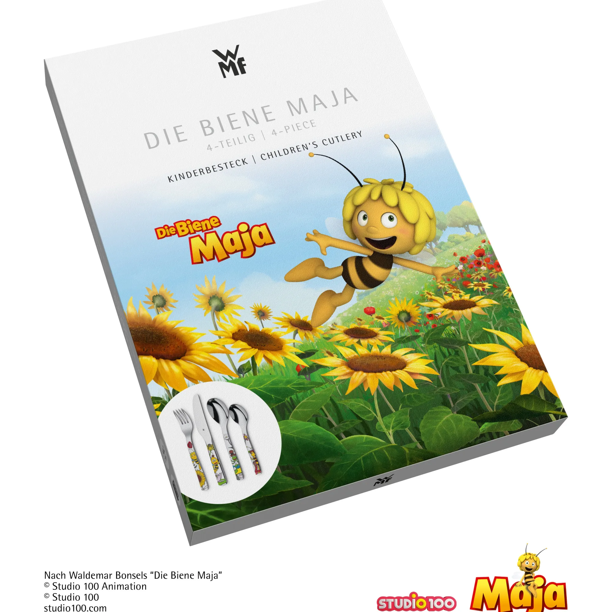 WMF Kinderbesteck-Set Die Biene Maja, 4-teilig|Kinder Kinderbestecke|Besteck-Sets