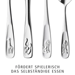 WMF Kinderbesteck-Set Tiere, 4-teilig|Kinder Kinderbestecke|Besteck-Sets