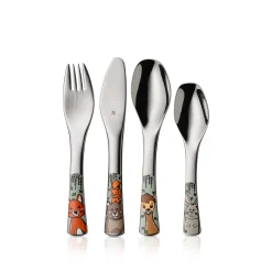 WMF Kinderbesteck-Set Waldfreunde, 4-teilig|Kinder Kinderbestecke|Besteck-Sets