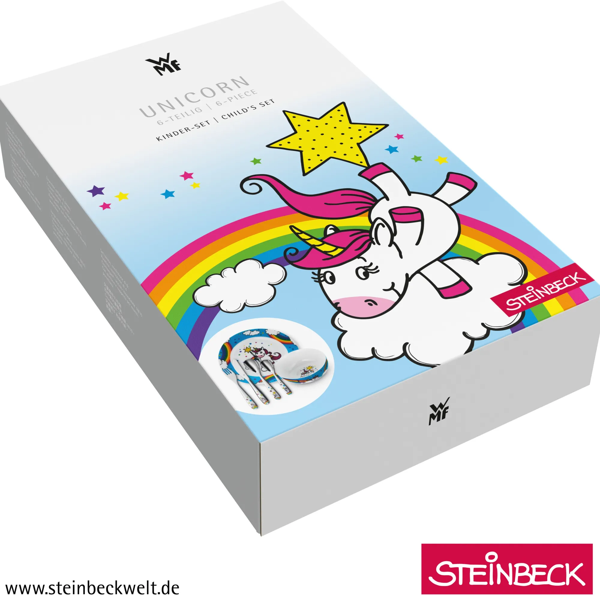 WMF Kindergeschirr-Set Einhorn, 6-teilig|Kinder Teller|Kindergeschirr