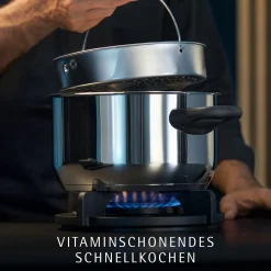 WMF Perfect One Pot Schnellkochtopf-Set, 22 cm, 3 & 4,5 L, stapelbar, mit Dämpfeinsatz| Schnellkochtöpfe|Induktionstöpfe