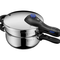 WMF Perfect Plus One Pot Schnellkochtopf-Set, 22 cm, 3 & 4,5 L, stapelbar, mit Dämpfeinsatz| Schnellkochtöpfe|Induktionstöpfe