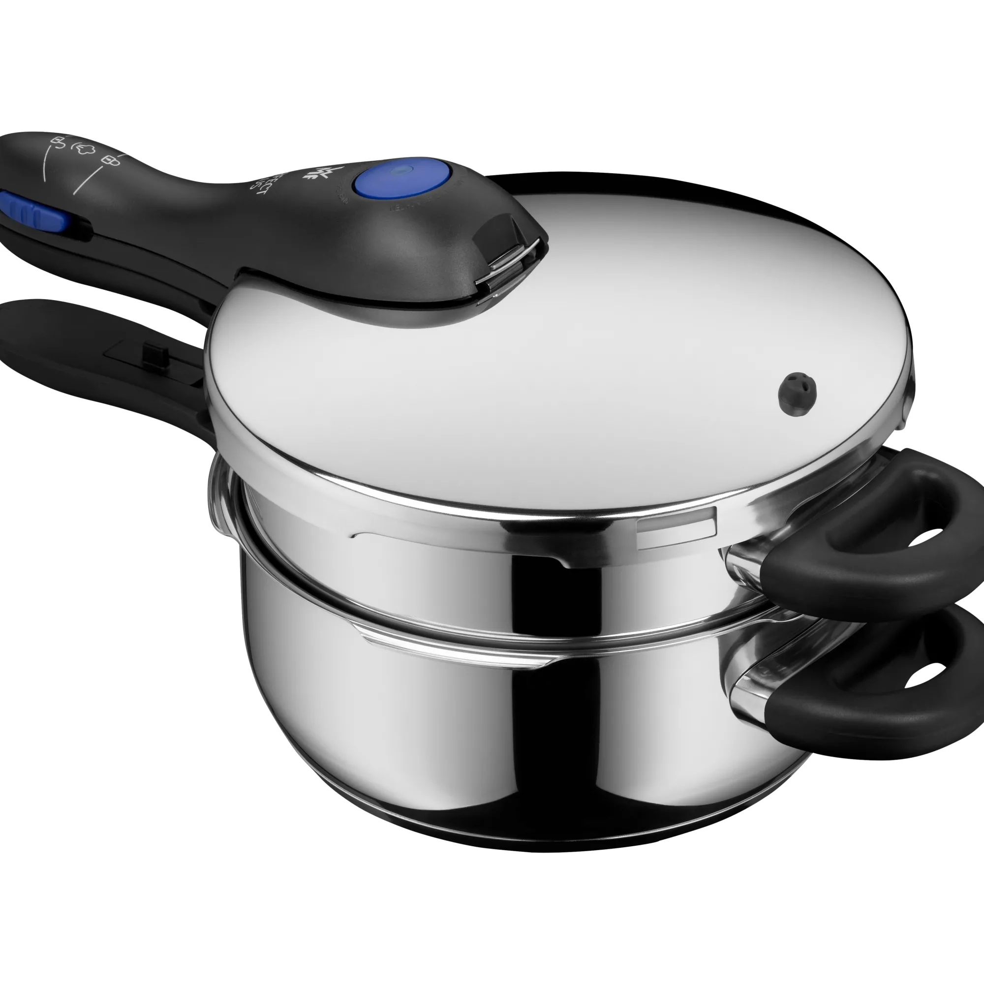 WMF Perfect Plus One Pot Schnellkochtopf-Set, 22 cm, 3 & 4,5 L, stapelbar, mit Dämpfeinsatz| Schnellkochtöpfe|Induktionstöpfe