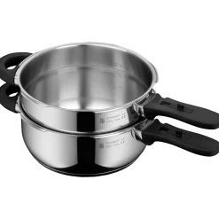 WMF Perfect Plus One Pot Schnellkochtopf-Set, 22 cm, 3 & 4,5 L, stapelbar, mit Dämpfeinsatz| Schnellkochtöpfe|Induktionstöpfe