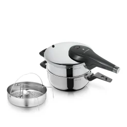 WMF Perfect Premium One Pot Schnellkochtopf-Set mit Dampfgareinsatz, 22 cm, 4,5 und 3,0 Liter, stapelbar| Schnellkochtöpfe|Induktionstöpfe