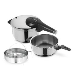 WMF Perfect Premium One Pot Schnellkochtopf-Set mit Dampfgareinsatz, 22 cm, 4,5 und 3,0 Liter| Schnellkochtöpfe|Induktionstöpfe