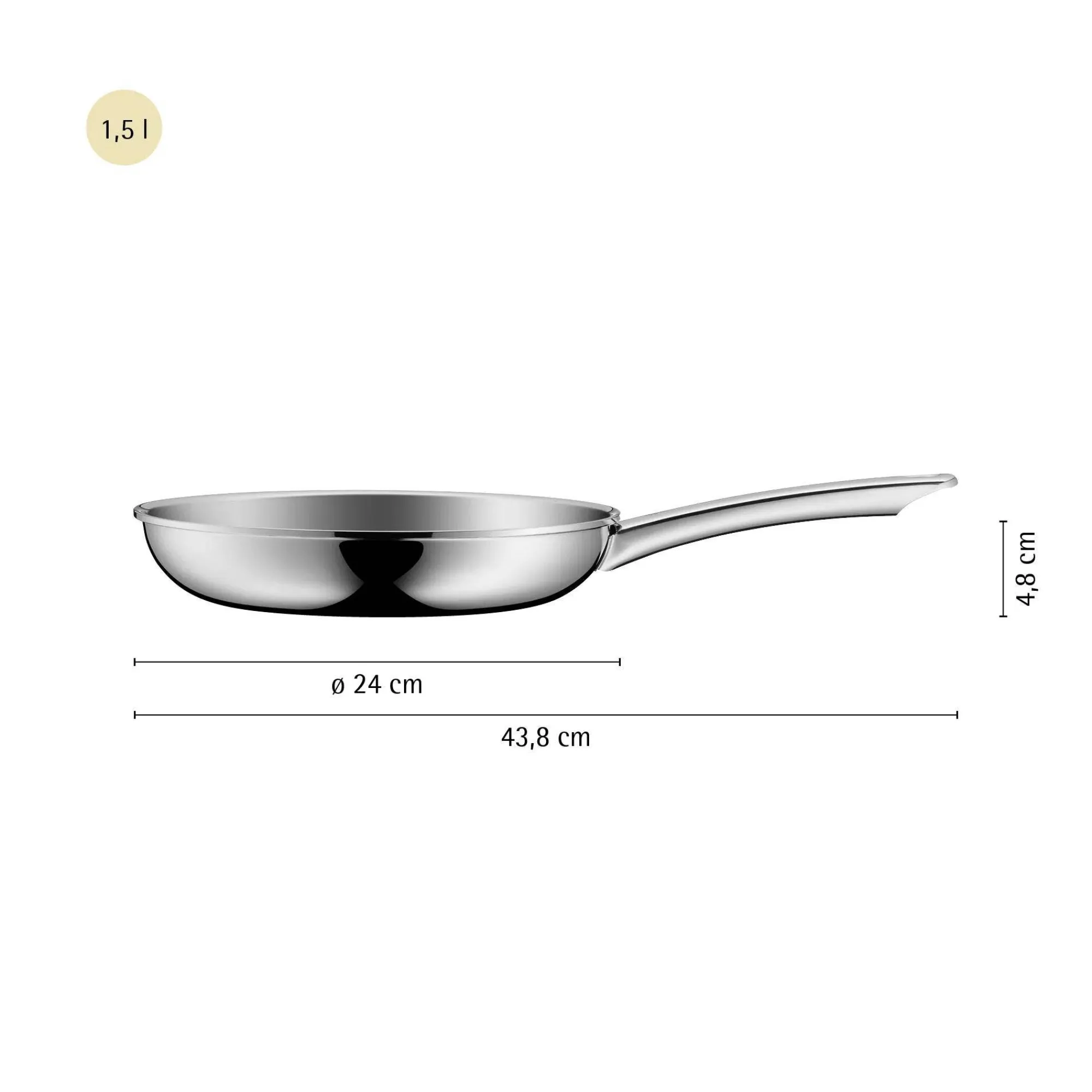 WMF Profi Resist Stielpfanne mit beschichtetem Schüttrand, 24 cm| Induktionspfannen|Bratpfannen