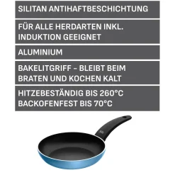 WMF Silit Belluna Stielpfanne, 20 cm, Blau| Induktionspfannen|Bratpfannen