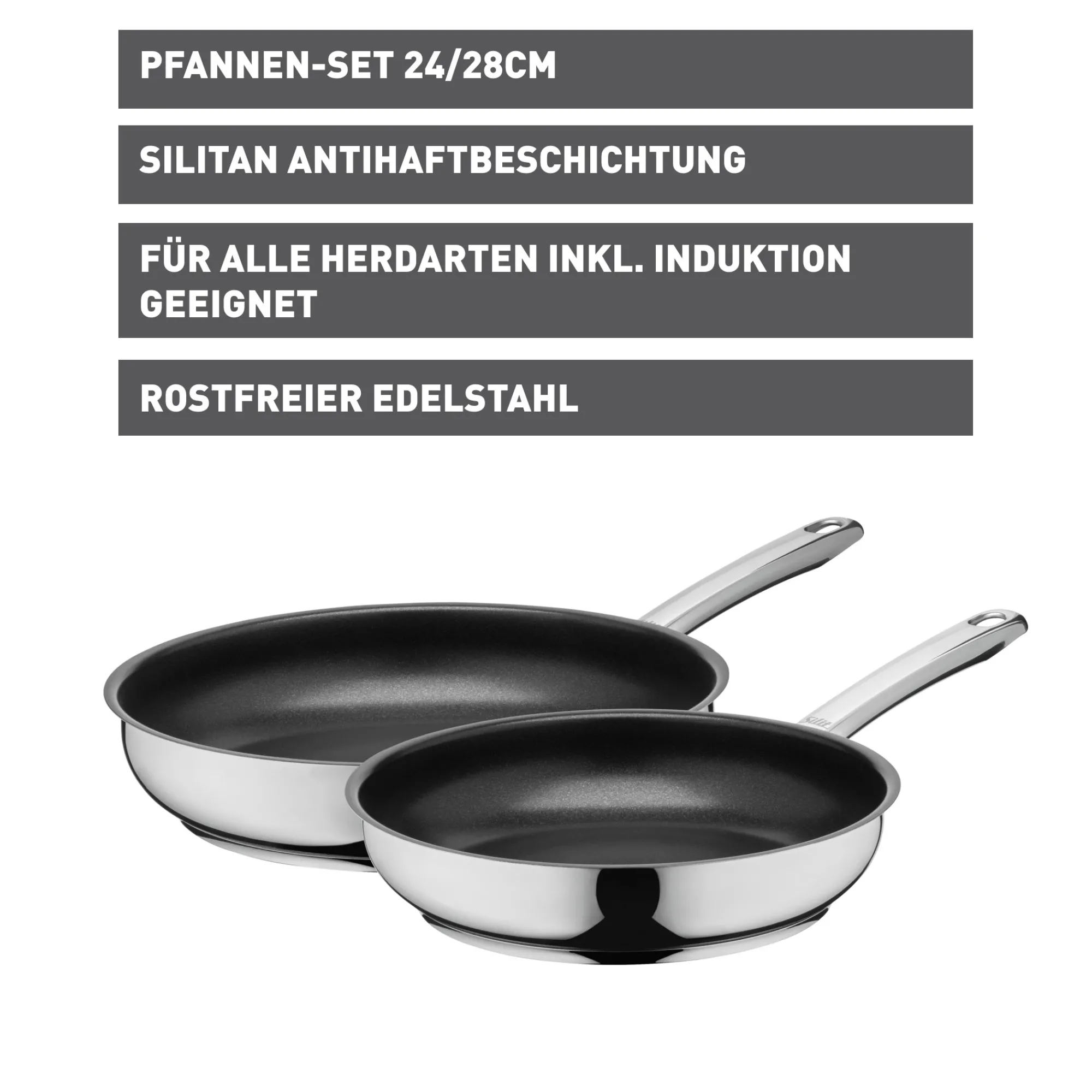 WMF Silit Calabria Pfannen-Set, 24 & 28 cm| Induktionspfannen|Pfannen-Sets