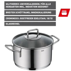 WMF Silit Extra Cook Kochtopf 20 cm mit Glasdeckel| Kochtöpfe