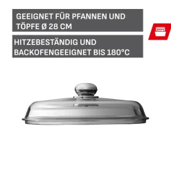 WMF Silit Glasdeckel mit Edelstahlgriff, 28 cm| Pfannendeckel