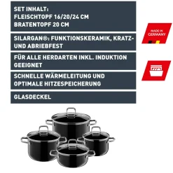 WMF Silit Silargan® Elegance Topf-Set, 4-teilig, Black| Topfsets