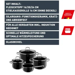 WMF Silit Silargan® Elegance Topf-Set, 4-teilig, Black| Topfsets