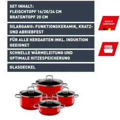 WMF Silit Silargan® Elegance Topf-Set, 4-teilig, Red| Topfsets