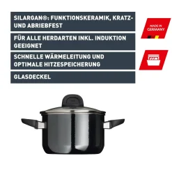 WMF Silit Silargan® Modesto Bratentopf mit Deckel, 16 cm, Black| Bratentöpfe