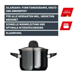 WMF Silit Silargan® Modesto Bratentopf mit Deckel, 24 cm, Black| Bratentöpfe