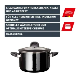 WMF Silit Silargan® Modesto Kochtopf mit Deckel, 24 cm, Black| Kochtöpfe|Induktionstöpfe