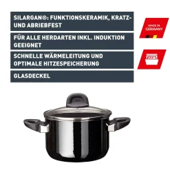 WMF Silit Silargan® Modesto Kochtopf mit Deckel, 20 cm, Black| Kochtöpfe|Induktionstöpfe