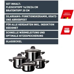 WMF Silit Silargan® Modesto Topf-Set 4-teilig, Black| Topfsets