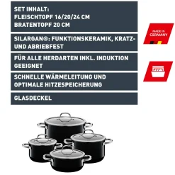 WMF Silit Silargan® Passion Topf-Set, 4-teilig, Black| Topfsets