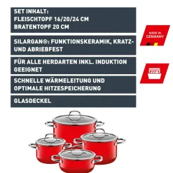 WMF Silit Silargan® Passion Topf-Set, 4-teilig, Red| Topfsets