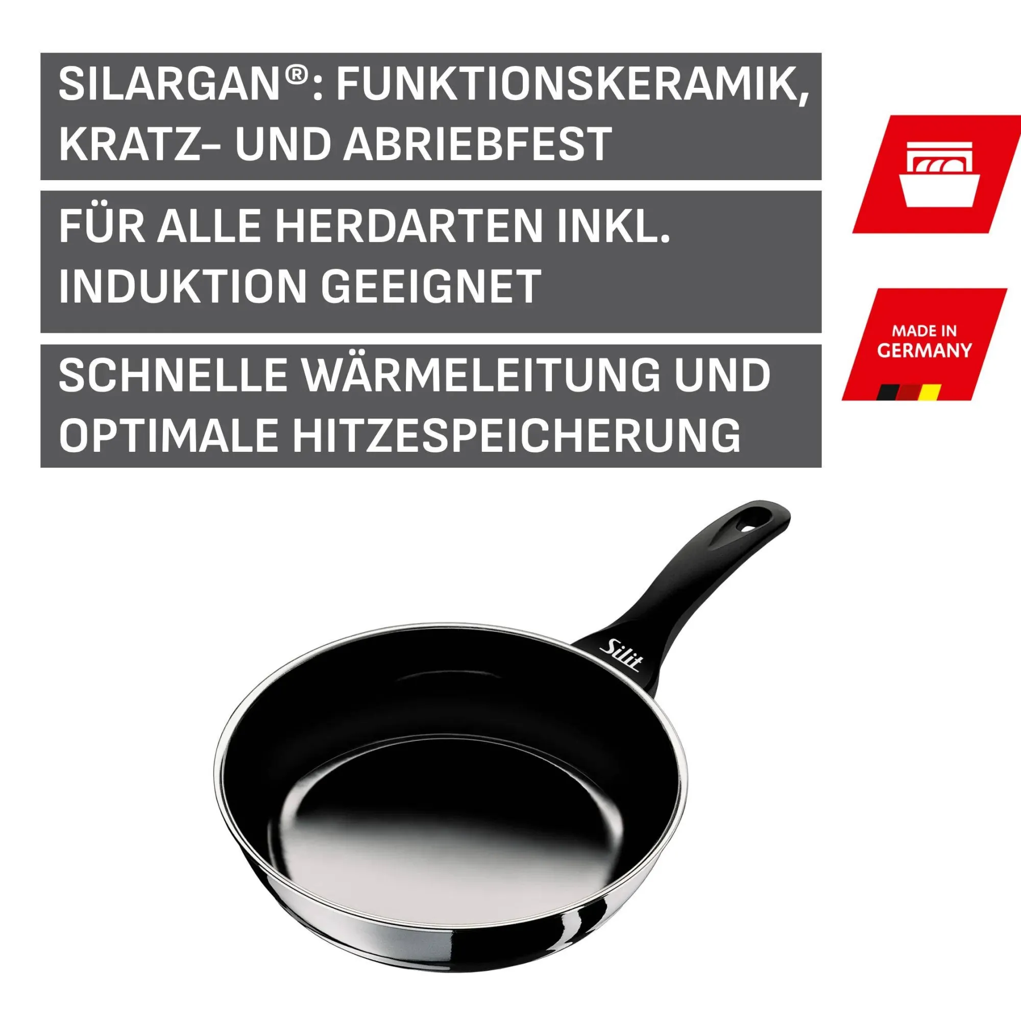 WMF Silit Silargan® Professional Stielpfanne hoch, 24 cm, Black| Induktionspfannen|Bratpfannen