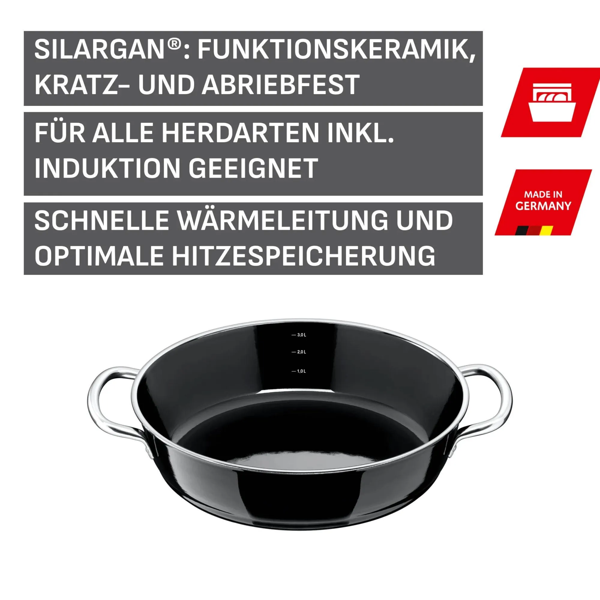 WMF Silit Silargan® Professional Schmorpfanne, 28 cm, Black| Schmorpfannen|Induktionspfannen