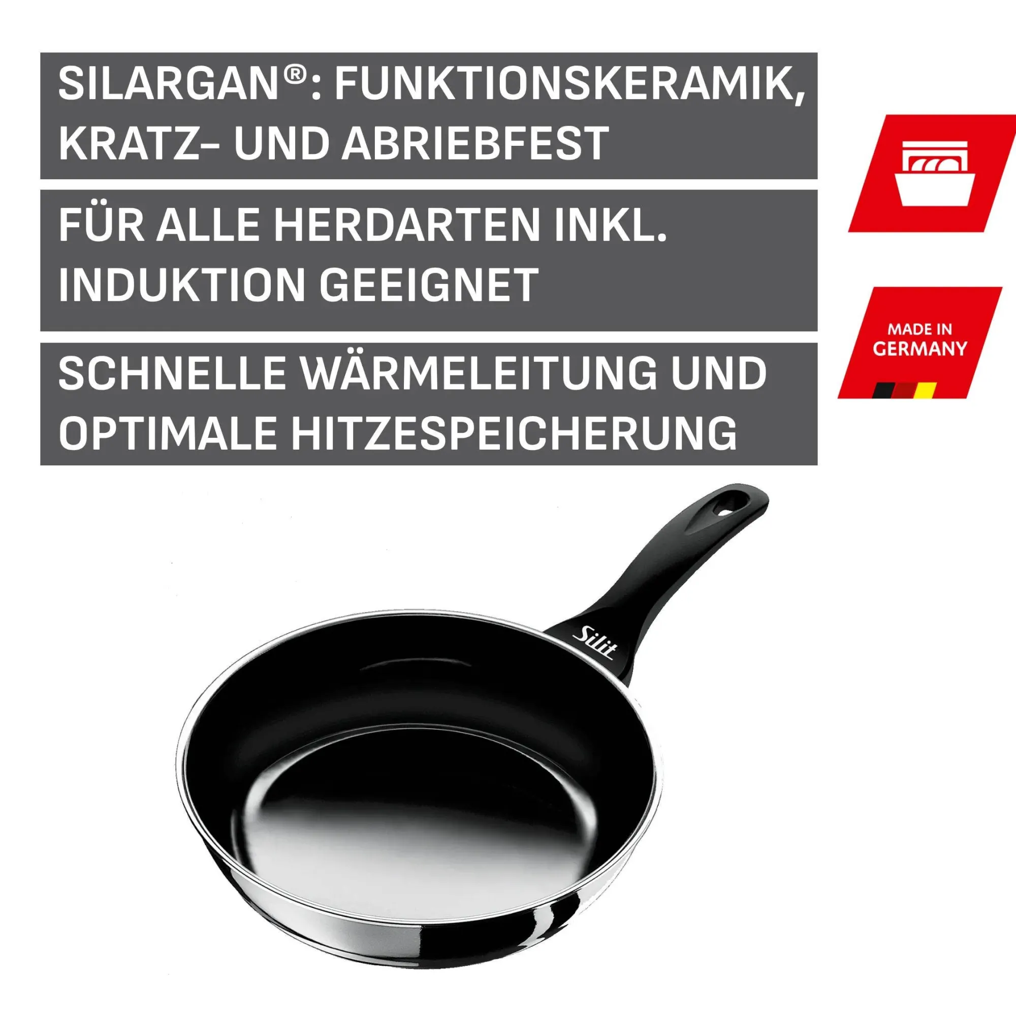 WMF Silit Silargan® Professional Stielpfanne hoch, 20 cm, Black| Induktionspfannen|Bratpfannen
