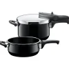 WMF Silit Silargan® Sicomatic t-Plus Schnellkochtopf-Set, 22 cm, 4,5 l und 3,0 l, Black| Schnellkochtöpfe|Induktionstöpfe