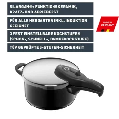 WMF Silit Silargan® Sicomatic t-Plus Schnellkochtopf, 22 cm, 4,5 l, Black| Schnellkochtöpfe|Induktionstöpfe