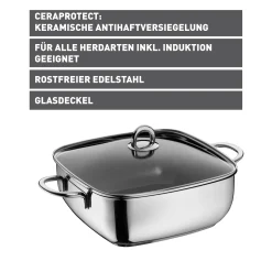 WMF Silit Studio Schmorkasserolle mit Glasdeckel, 29 x 29 cm| Bräter & Schmortöpfe