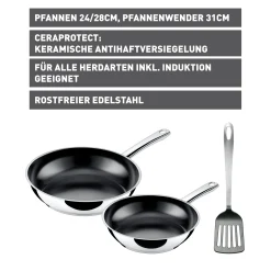 WMF Silit Talis Pfannen-Set mit Pfannenwender, 20 & 24 cm| Küchenutensilien|Induktionspfannen